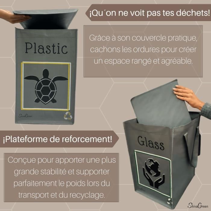 Sac Recyclage Tri Poubelle Tri Sélectif 48L Sacs Colorés Pour