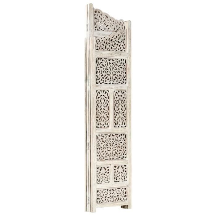 Cloison De Séparation ARKEM 4 Panneaux Blanc 346x180 Cm - Paravent Intérieur Pliable Tissu Pour Chambre Et Salon