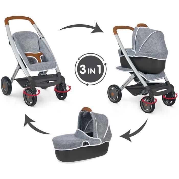 Poussette Landau Bébé Confort 3 en 1 - SMOBY - Roues silencieuses - Rose -  Cdiscount Jeux - Jouets