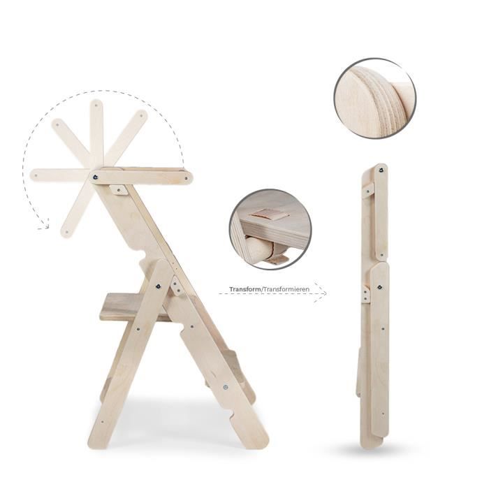 XANNI Tour D'Observation Pliable Bébé Bambou Panda 88x45x45 Cm – Dès 12 Mois, Évolutive Bureau+Chaise