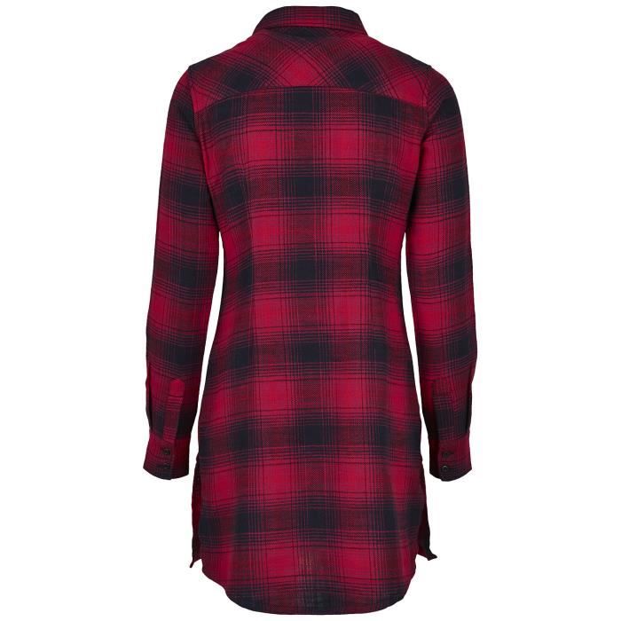 Urban Classics Robe Chemise Carreaux Femme Robe courte noir/rouge