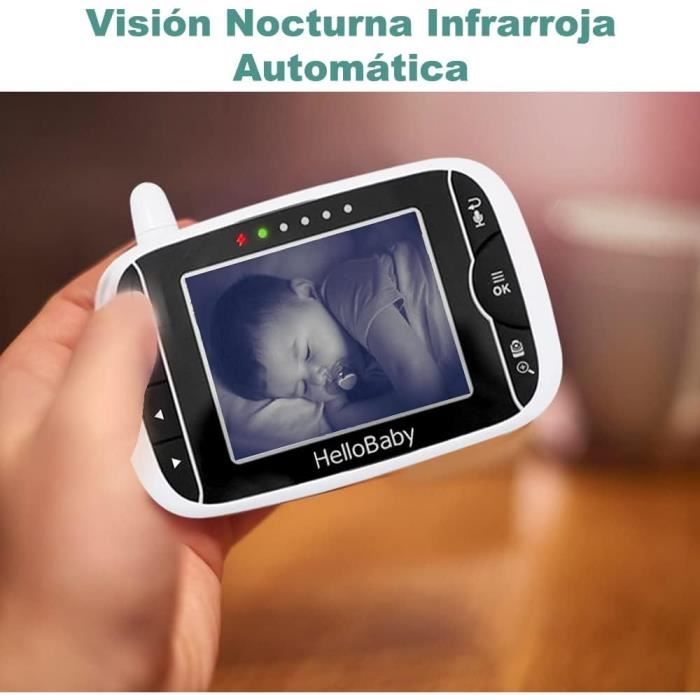 Babyphone Vidéo HelloBaby - Écran LCD 3,2" - Rotation 355° - Vision Nuit - Audio Bidirectionnel - Portée 305 M - 8