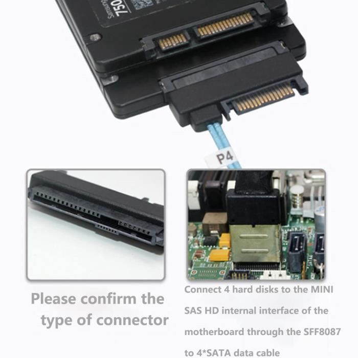 Câble Interne Mini Sas Sff8087 36 Broches Vers 4 X Sas 29 Broches