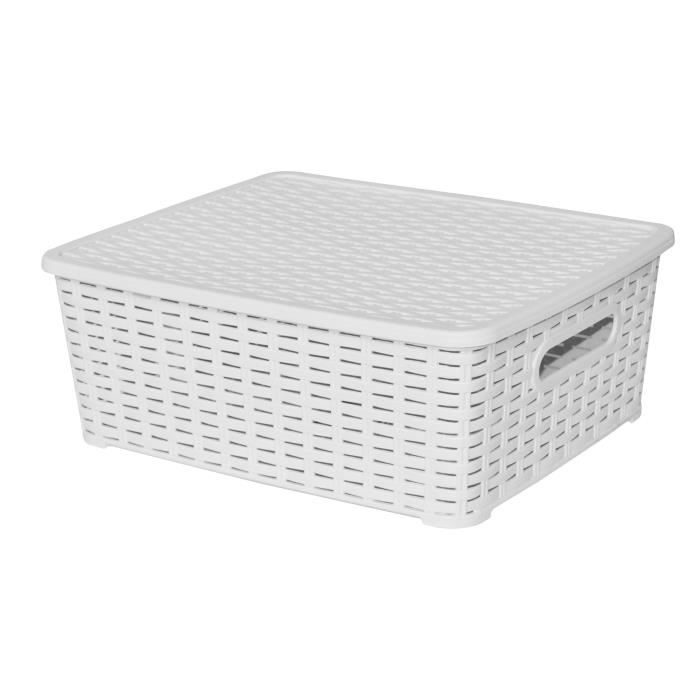 Lot de 3 boites de rangement blanches Store Box (L 36 x l 31 x H 13,5 cm) Sotufab  Plast - Cdiscount Maison