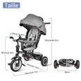 Tricycle évolutif pour bébé BESREY 7 en 1 avec siège réversible et roues en caoutchouc - Gris-2