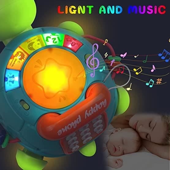 Jouet Musical Projecteur Bébé – Dauphin/tortue Tournante, 360°, Lumières, 8 Modes, Comptines Et Sons D'animaux – 0-36 Mois, Montessori, éveil