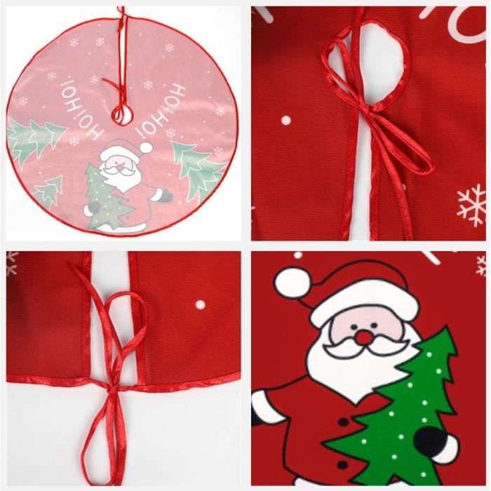 Jupe De Sapin De Noël à Paillettes 80 Cm - Cache-pied Velours, Velcro, Pliable, Rouge