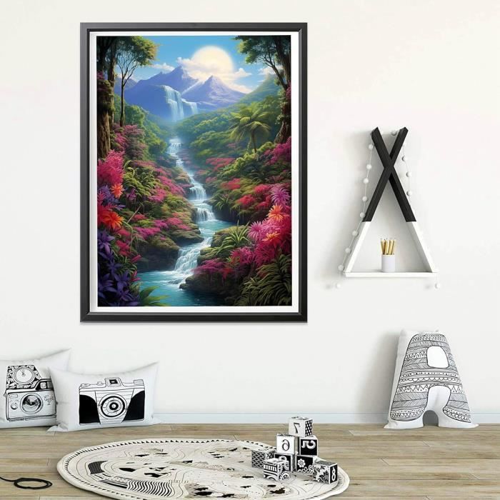 Peinture Diamant Carrée 40x50 Cm - Montagnes Et Lacs Paysage, Diamond Painting Relaxant Pour Adultes Et Enfants
