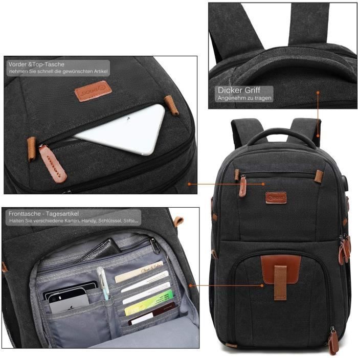 Sac à Dos Ordinateur 17.3 Pouces Imperméable Sacoche PC Portable Sacs a Dos  Grande Capacité Sac à Dos de Voyage avec Chargement USB Gris - Cdiscount  Bagagerie - Maroquinerie