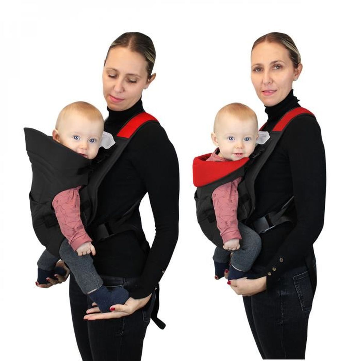 Porte Bebe Ventral 2 Positions Poche De Rangement Noir Et Rouge Cdiscount Puericulture Eveil Bebe