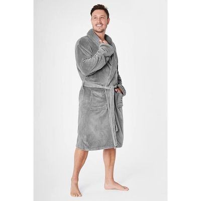 Peignoir En Polaire à Capuche Pour Homme - Bleu - Doux Et Pelucheux