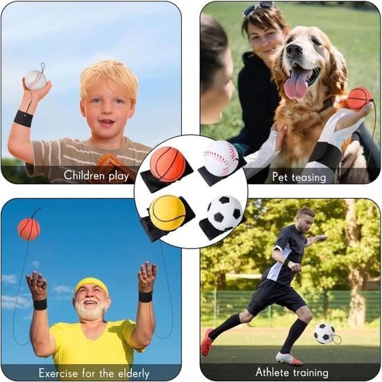 Balle Retour Poignet,Balle Avec Elastique Poignet,Balle Avec Bracelet,La Corde élastique Retourne Le Balle,Balles Rebondissantes - Sport