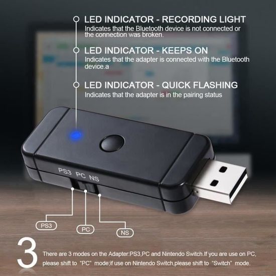 Adaptateur Bluetooth Sans Fil De Manette Pour Xbox Ps3 Ps4 Nintendo Controleur Adaptateur Pour Nintendo Switch Ps3 Et Windo B16153 Prix Pas Cher Cdiscount
