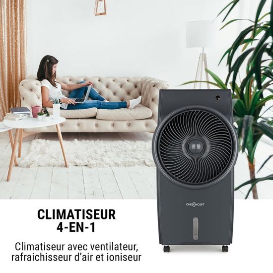 Oneconcept Kingcool 4 En 1 Rafraichisseur D Air Ventilateur Ioniseur Humidificateur Gris Achat Vente Ventilateur Oneconcept Ventilateur 3 En 1 Cdiscount