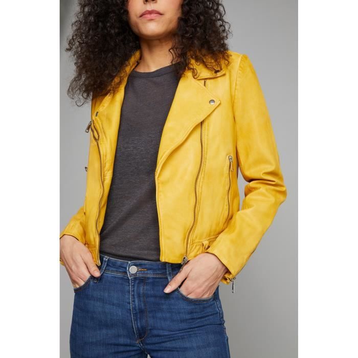 Blouson cuir cheap jaune femme