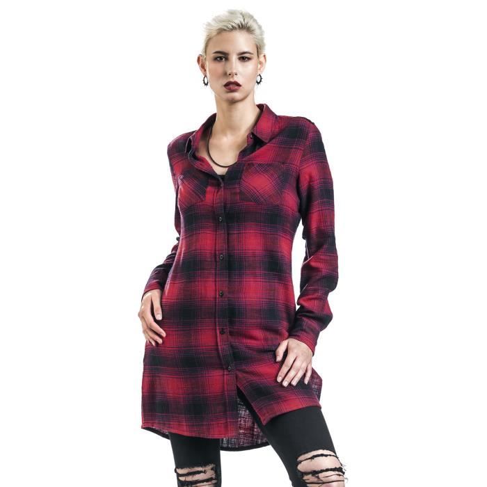 Urban Classics Robe Chemise Carreaux Femme Robe courte noir rouge