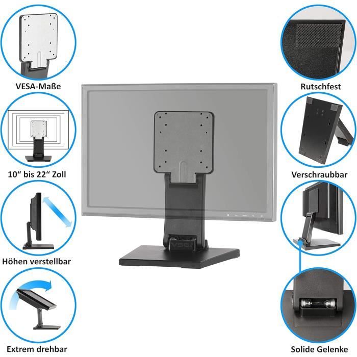 Support Mural KIMEX Pour écran PC 17 à 32 Pouces - Ajustable Et Noir