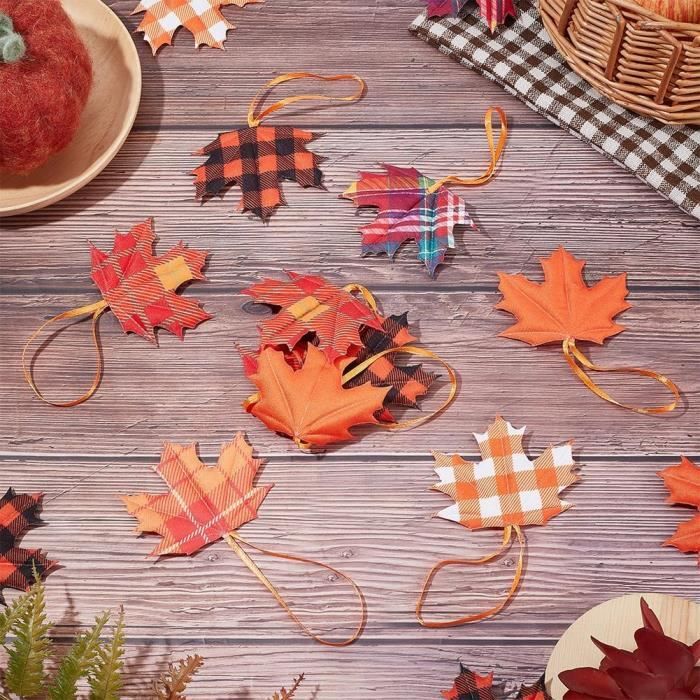 4 Marque-places En Bois D'automne - 9,5 X 7 Cm - Feuilles D'érable