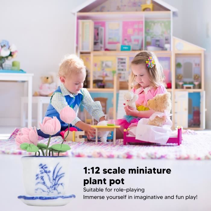 Vvikizy Fleur de plante en pot miniature pour maison de poupée Plante en  pot Miniature pour maison de poupée puericulture jouets