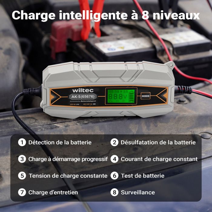 Chargeur 6V Pour Voiture électrique Enfant – Prise Carrée, Fiche 2.1x5.5mm – Protection IC Anti-surcharge – Rouge = Charge, Vert = Fini