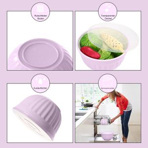 Hausfelder Set 4 Saladiers Avec Couvercles 0,7-6L - Bols Plastique Noir Sans BPA Empilables
