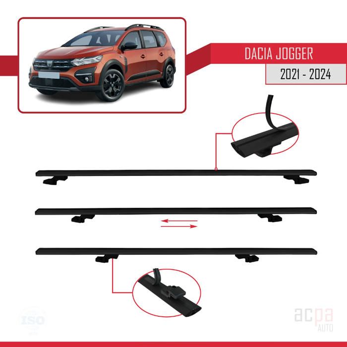 Barres De Toit Fly 3 Pièces Noires – Compatibles Dacia Jogger 2021-2024 – Rails De Toit Aluminium Robuste & Facile à Monter