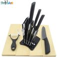 SWISSANT® Set de Couteau en Céramique-Porte Couteaux de Cuisine+4pcs Couteaux+Eplucheur Noir-0