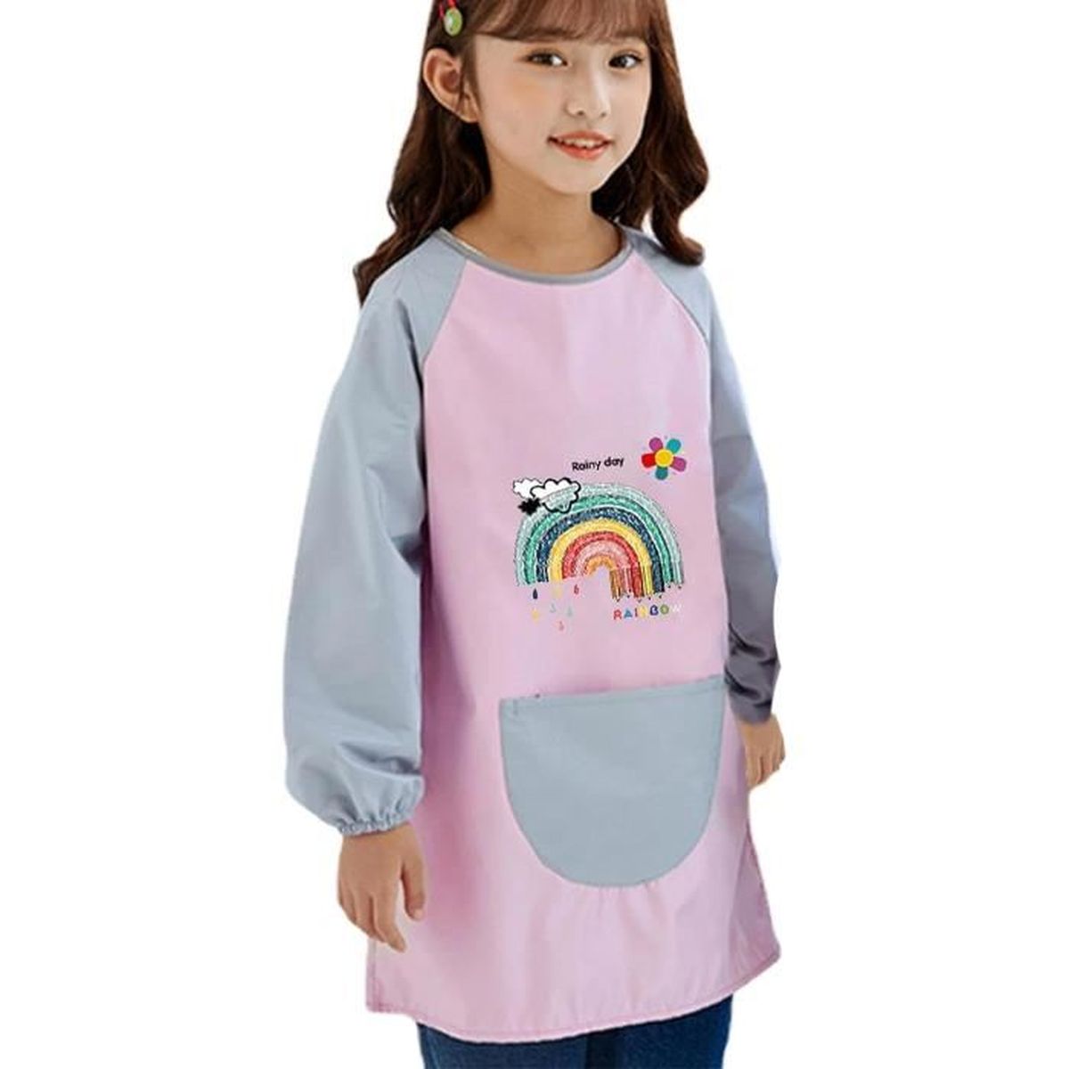 Tablier De Peinture Enfant – Lot De 2 – Imperméable, 44x60 Cm, 3 Poches – Dès 3 Ans, Jaune Et Rose