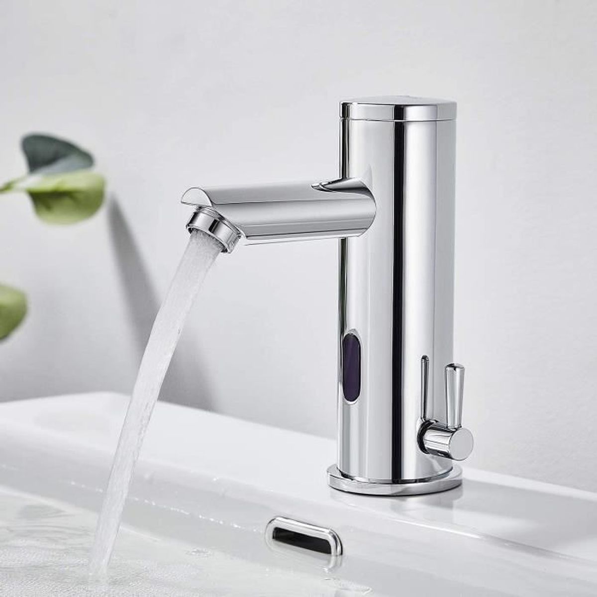 Robinet Lavabo Infrarouge Automatique Or Brossé - Mitigeur Sans Contact Pile AA, Eau Froide/chaude, Installation Sur Plan, G1/2