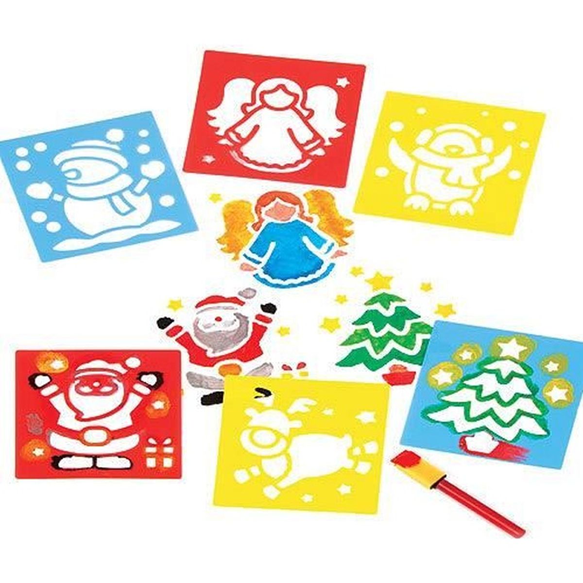 Pochoirs Noël Réutilisables - Lot De 64 Motifs - Sapin, Père Noël, Renne - DIY Déco Tissu, Cartes, Bois
