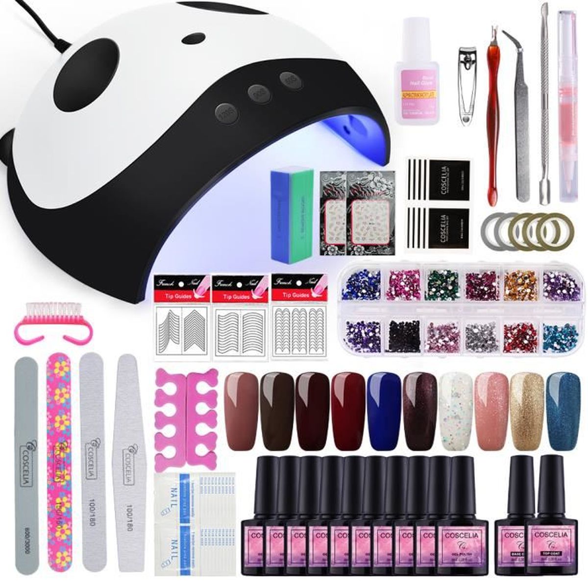 Kit Manucure 10 Vernis Semi Permanent Nail Lampe 36W UV/LED Gel Polish