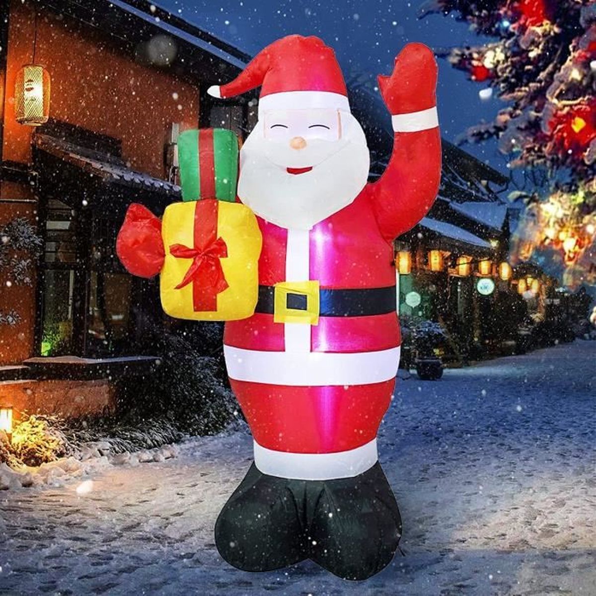150CM Père Noël Gonflable,Gonflable Extérieur Père,Géant Gonflable Père Noël avec Lumière LED