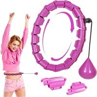 Smart Hula Hoop Cerceau adulte avec balle 24 nœuds amovible réglable pour enfants adultes débutants minceur fitness Violet