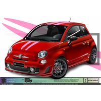 Fiat 500  - ROSE -Kit complet abarth Capot hayon toit   - Tuning Sticker Autocollant Graphic Decals