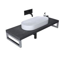 Mai & Mai Meuble sous vasque gris foncé 50x120cm plan de travail pour salle de bain avec équerres en acier inoxydable