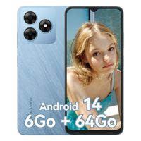 Blackview WAVE 8C Smartphone, 6Go (2+4) RAM /64Go ROM, 6.56", 13MP, 4700mAh Téléphone Portable Android 14 GPS Double SIM 4G - Bleu