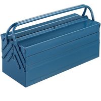 Boîte coffre à outils rangement pratique en acier - bleu - 580x220x210mm
