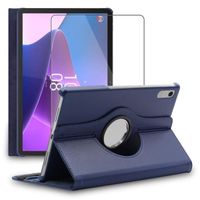 ebestStar ® pour Lenovo Tab P11 Pro Gen2 - Housse PU Cuir Rotatif 360 + Film en VERRE Trempé, Bleu Foncé