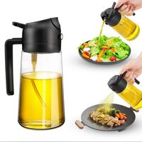 Spray Huile Cuisine,2 In 1 Vaporisateur Huile 470ml Pulverisateur Huile Cuisine Peut Vaporiser De L'Huile Et Verser De L'huile Verre Bouteille Huile Pour Griller,Cuisiner,Cuire Au Four,paquet De 2