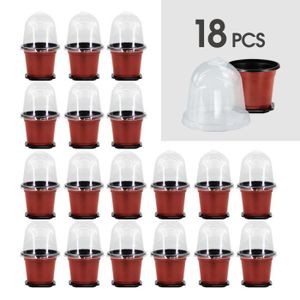 POT DE GERMINATION Pot de germination,Pots de pépinière de plantes 160x90MM rouge avec couvercle de maintien de température transparent - G x18 lots