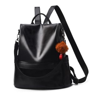 Sac à Dos Femme En Cuir PU Imperméable - Idéal Pour Les études, Rando Ou Week-end - Noir