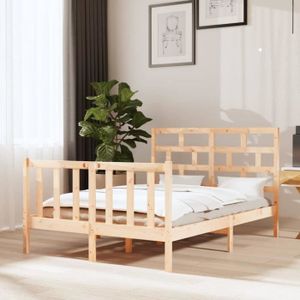 STRUCTURE DE LIT Cadre de lit en bois de pin massif 140x190 cm - DRFEIFY - Contemporain - Design
