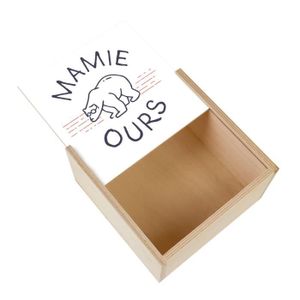Boîte cadeau Boite Coffret en Bois - Mamie Ours Famille Animal 