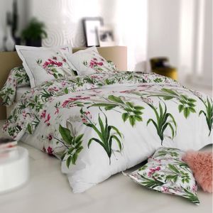 Set de Housses de Couette en Coton Pur avec 400 Fils au Pouce Carr/é pour 2 Personne Set de 3 Pi/èces de Housses de Couette Rose Housses de Couette 200x200 cm, 2 Taies doreiller 65x65 cm