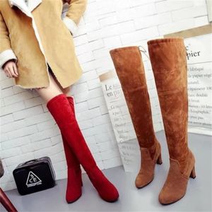 Lady genou en daim hautes cuisse bottes bottes étirent daim SzMqpGjLUV