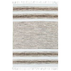 TAPIS DE COULOIR TERRA COTTON LIGNES - Tapis 100% coton lignes sable-blanc 190 x 290 cm