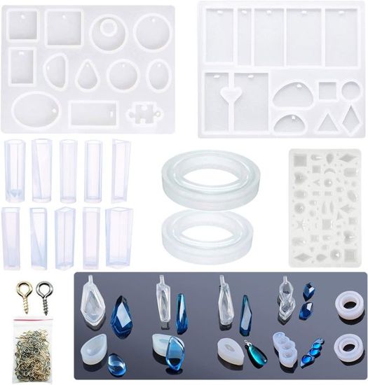 Kit 127 Pièces Moulage Résine - Moules Silicone, Outils Pour Bijoux DIY - Pendentifs, Bracelets, Porte-Clés