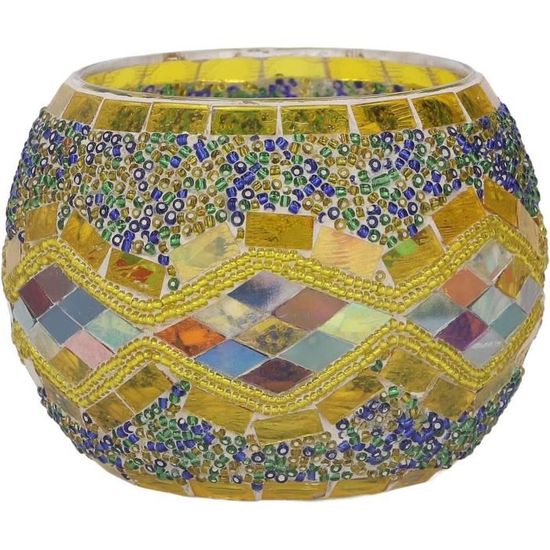 Bougeoir Verre Mosaïque Craquelé Rose 2 – Photophore Romantique Fait Main 10,5x8 Cm – Ambiance Magique Pour Bougies & Déco Intérieure Chic !