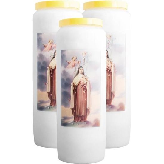 3X Bougie Neuvaine Sainte Thérèse de Lisieux (s'illumine 9 jours