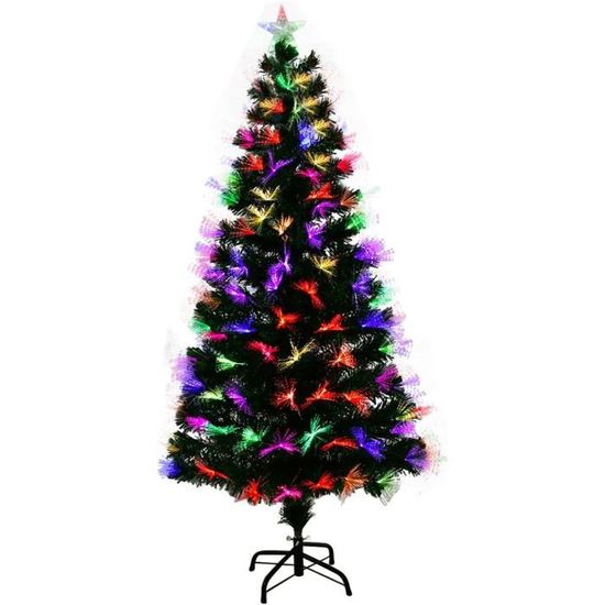 Sapin de Noël Artificiel Fibre Optique avec Etoile Sommet, Lumières